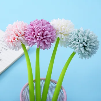 

36pcs/lot Korean silica gel chrysanthemum flower gel pen creative personality student office black ball flower signature pen