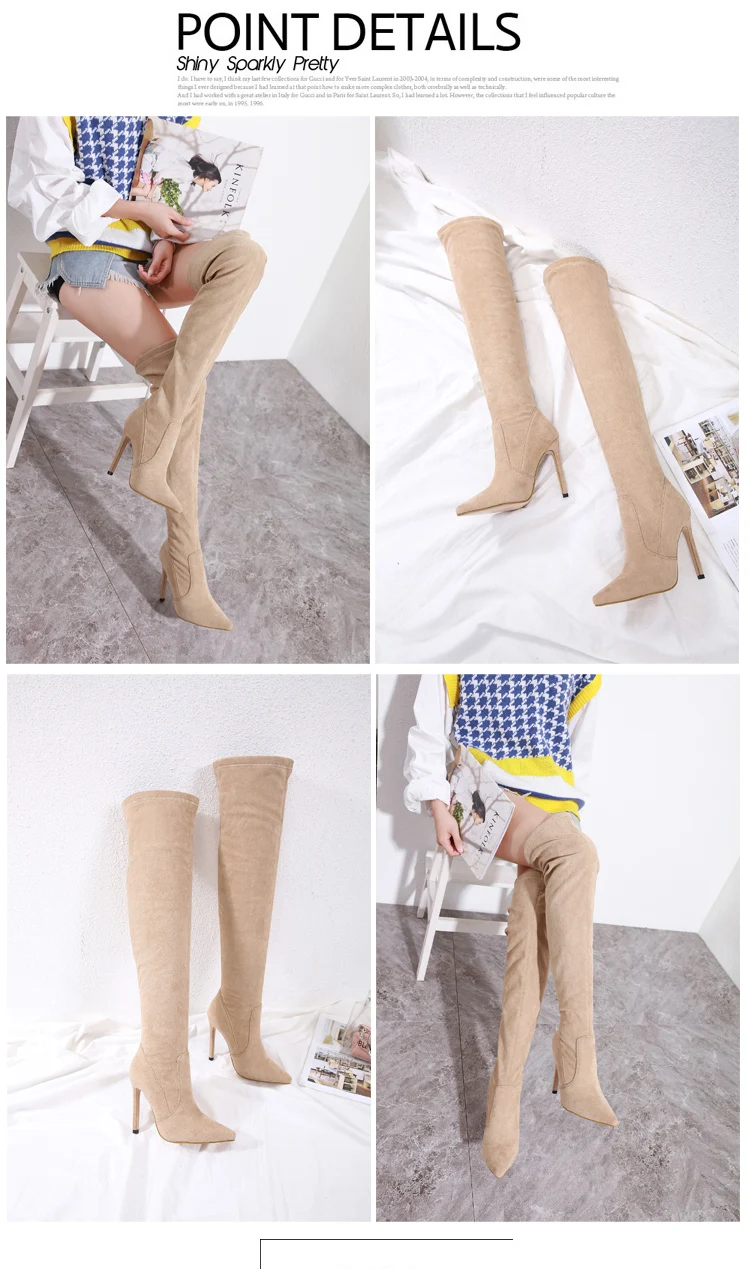 Fashion Stretch women's high boot elastic high heel long boots Female Over the knee thin heels women's shoe
