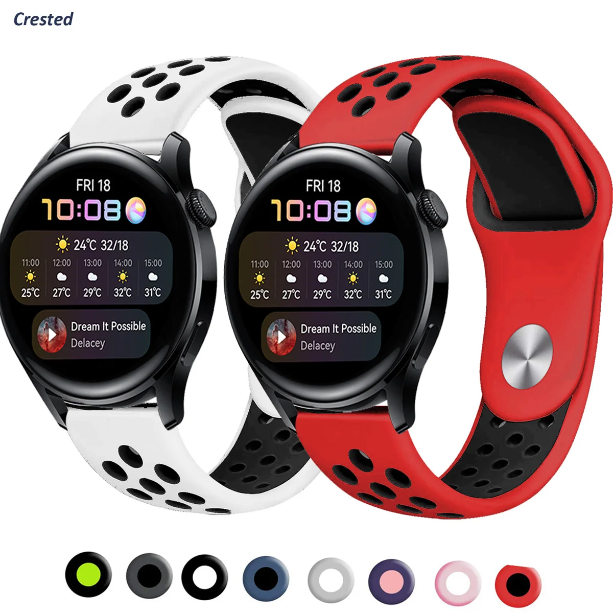 Силиконовый ремешок для samsung galaxy watch 4/classic/46 мм/42 мм/active 2/3 Gear S3 Frontier 22 мм Huawei GT-2-2e-3-Pro