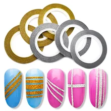 3 шт./набор 1 мм/2 мм/3 мм матовый Блестящий золотистый Серебристый чередование ленты линии Дизайн ногтей украшения для DIY ногтей аксессуары ZJT4032