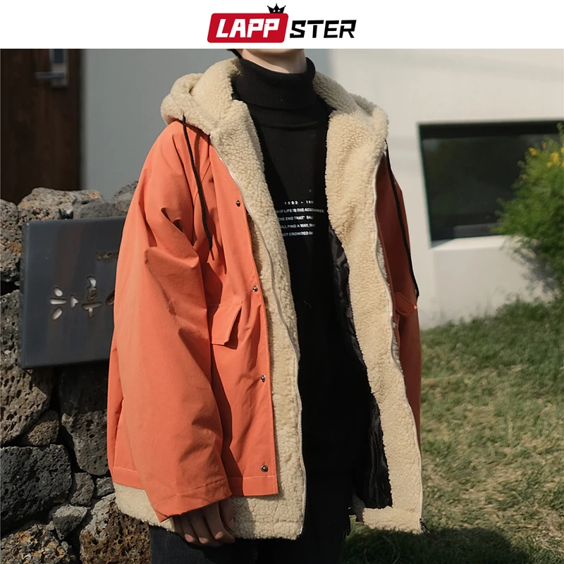 LAPPSTER мужские шерстяные зимние куртки мужские толстые корейские модные парки из двух частей мужские уличные пальто с капюшоном в стиле Харадзюку