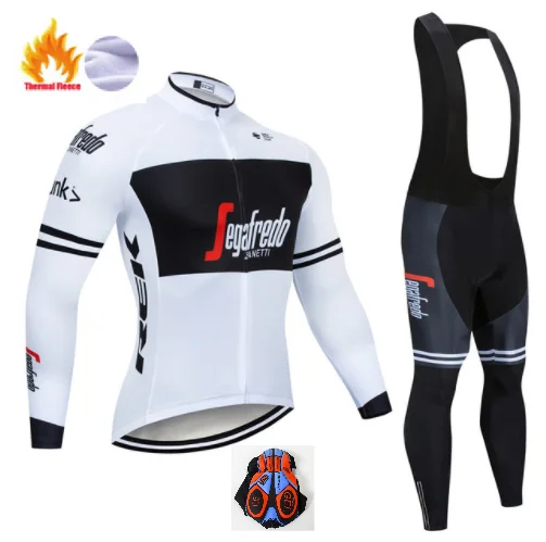 Fleece set Треккинговая Команда с длинным рукавом Велоспорт Джерси Набор флисовый набор Ropa Ciclismo дышащий гоночный велосипед одежда MTB велосипед 9D гелевая подкладка - Цвет: Fleece set