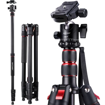 

K&F Concept DSLR Tripods Aluminum Travel Vlog Tripod Monopod with 360° Ball Head Quick Release Plate for Camera Canon Nikon Sony