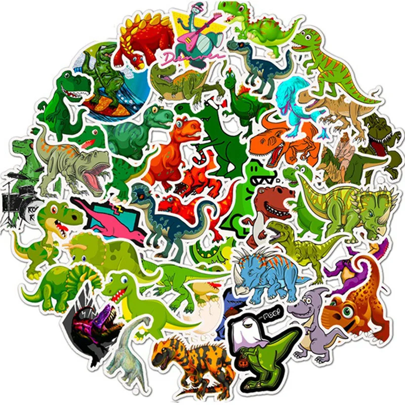 

50Pcs Sticker Child Cartoon Anime Dinosaur Series Stickers for Notebook PC Skateboard Bicycle Car Moto DIY Waterproof Toy Gift