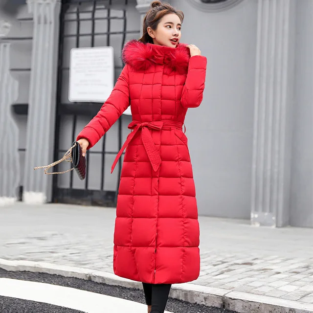 Red Новое поступление, модное тонкое пальто для женщин, зимняя куртка с хлопковой подкладкой, теплое плотное Женское пальто, длинное пальто, парка, женские куртки - Цвет: Red