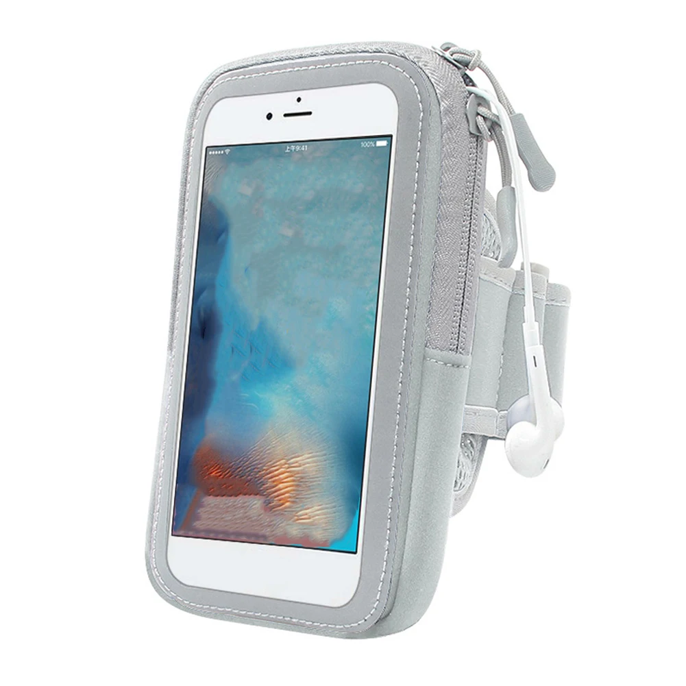 Gray 5.5inch Открытый дышащий Универсальный сенсорный экран водонепроницаемый рукав сумка зубчатая лента Сумка для тренировки тренажерный зал держатель ручного телефона Спорт для IPhone - Цвет: Gray 5.5inch