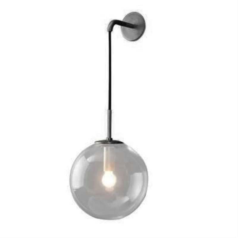 

Modern Nordic Retro Glass Wall Lamp Ball Wall Lamp Bedside Lamp Indoor Lamp Black+Smoke Gray Shade