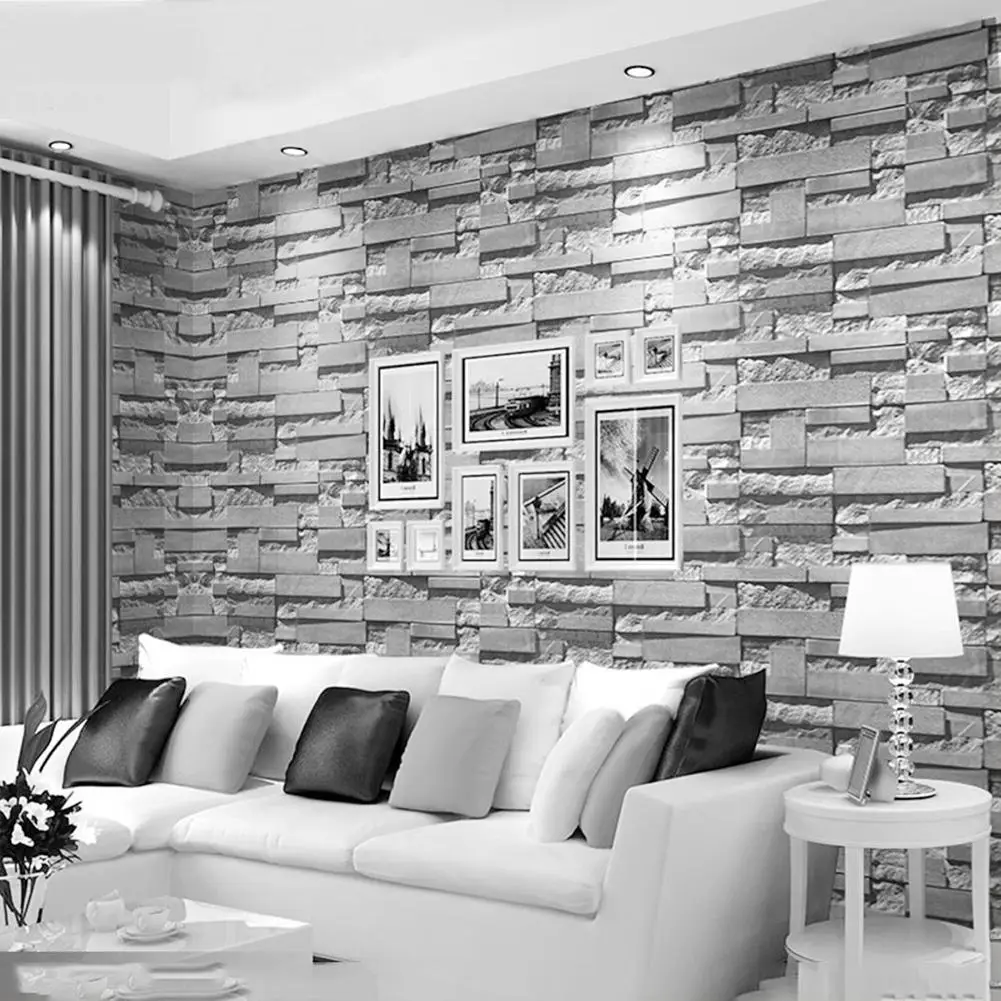 

Vintage 3D Brick Wallpaper Casual Collage Arbitrarily Cut TV Background Sticker Decal Simple ModernLiving Room Bedroom Decor