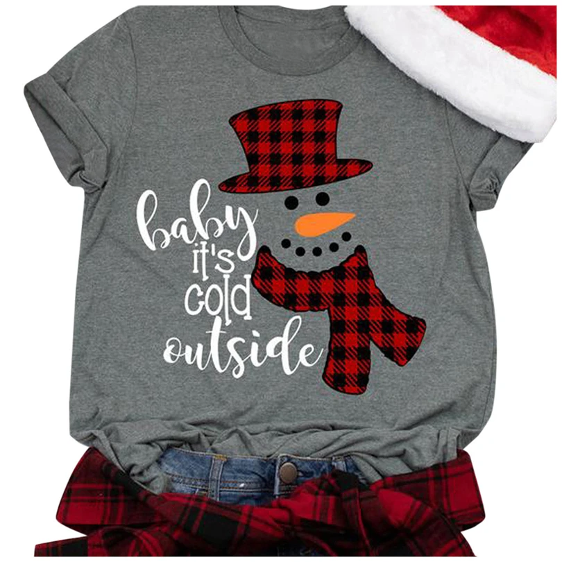 

Women Christmas tShirt Santa Letter Print Short Sleeve O-Neck T-Shirt Tunic Tee Top Christmas Party Clothes gothic streetwear A5