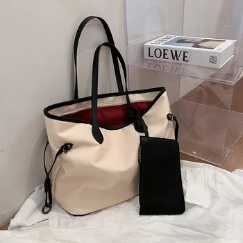 

Women Soft Leather Bag Large Capacity Tote Bag Shoulder Bags Fashion Handbag Composite Women Bags Travel Totes Shopping
