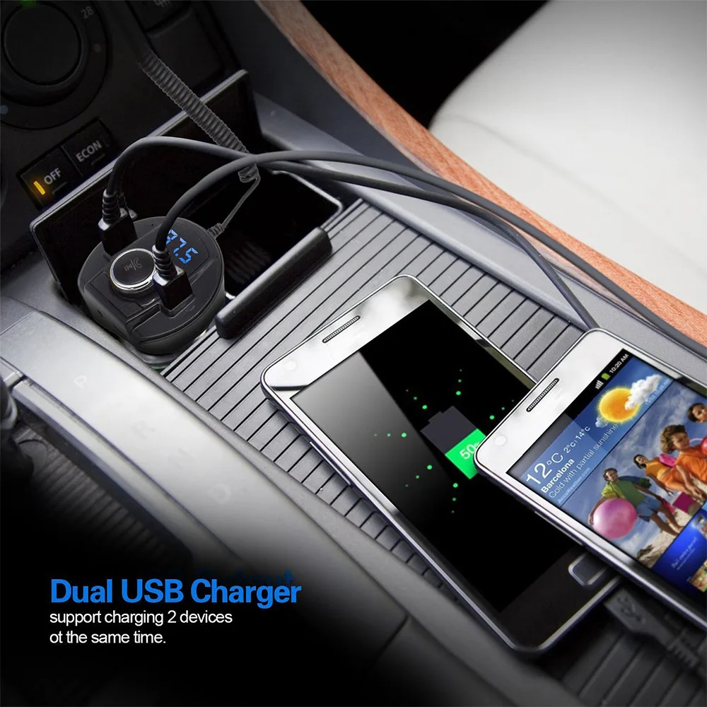 Multi Function Dual USB Ports Car Charger Cup Holder 5V 2.1A Cigarette Lighter bluetooth Car Kit FM Transmitter Support TF card