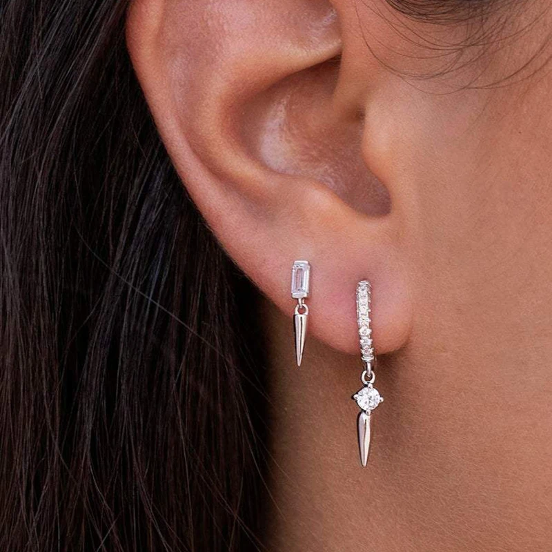 CRMYA Gold Silver Filled Unusual Hoop Earrings For Women CZ Zircon Cicle Stud Earring Piercing Ear Girls Christmas Gift Jewelry - Image 2