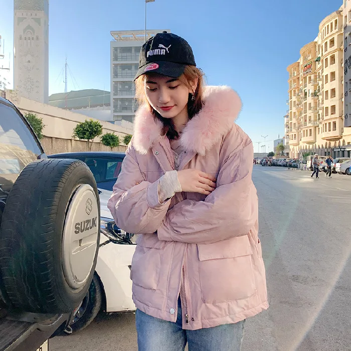 

2019 Winter New Style Korean-style down Jacket Cotton-padded Clothes Women's Short Loose-Fit Super Fire Students BF down Coat Co