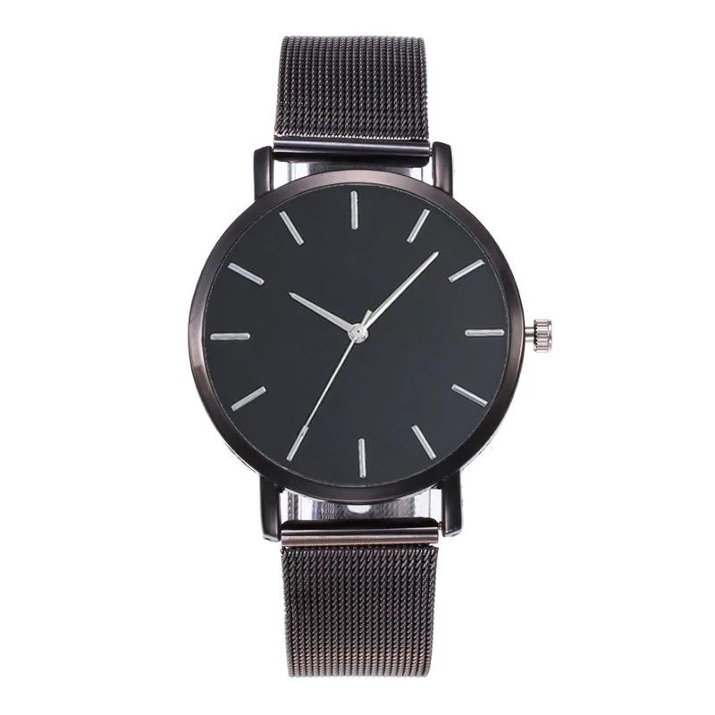 Relogio feminino Модные кварцевые часы для мужчин и женщин часы сетка стальной ремешок для часов повседневные наручные часы подарок для женщин женские часы - Цвет: black