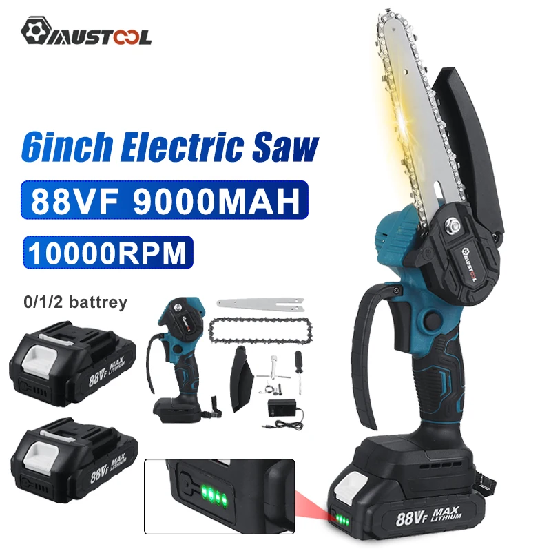MUSTOOL 6 Inch Mini Electric Chainsaw With Battery Display Rechargeable Pruning Saw Woodworking Tool For Makita 18V | Инструменты