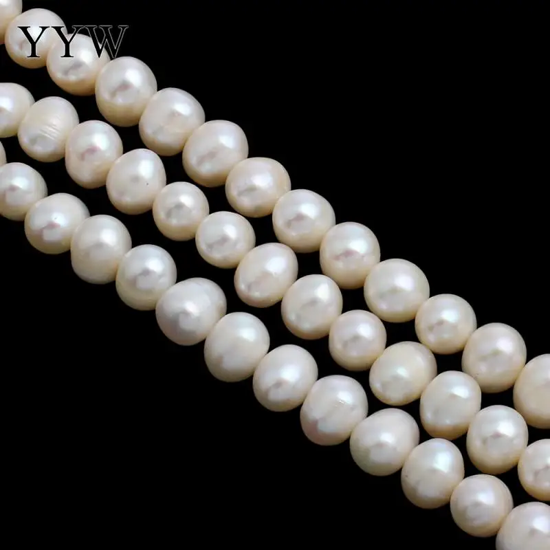 Grade AA 8-9mm Potato Freshwater Pearl Beads Natural White Loose Pearls Bead For Diy Jewelry Making Necklace Bulk 0.8mm 15.5Inch