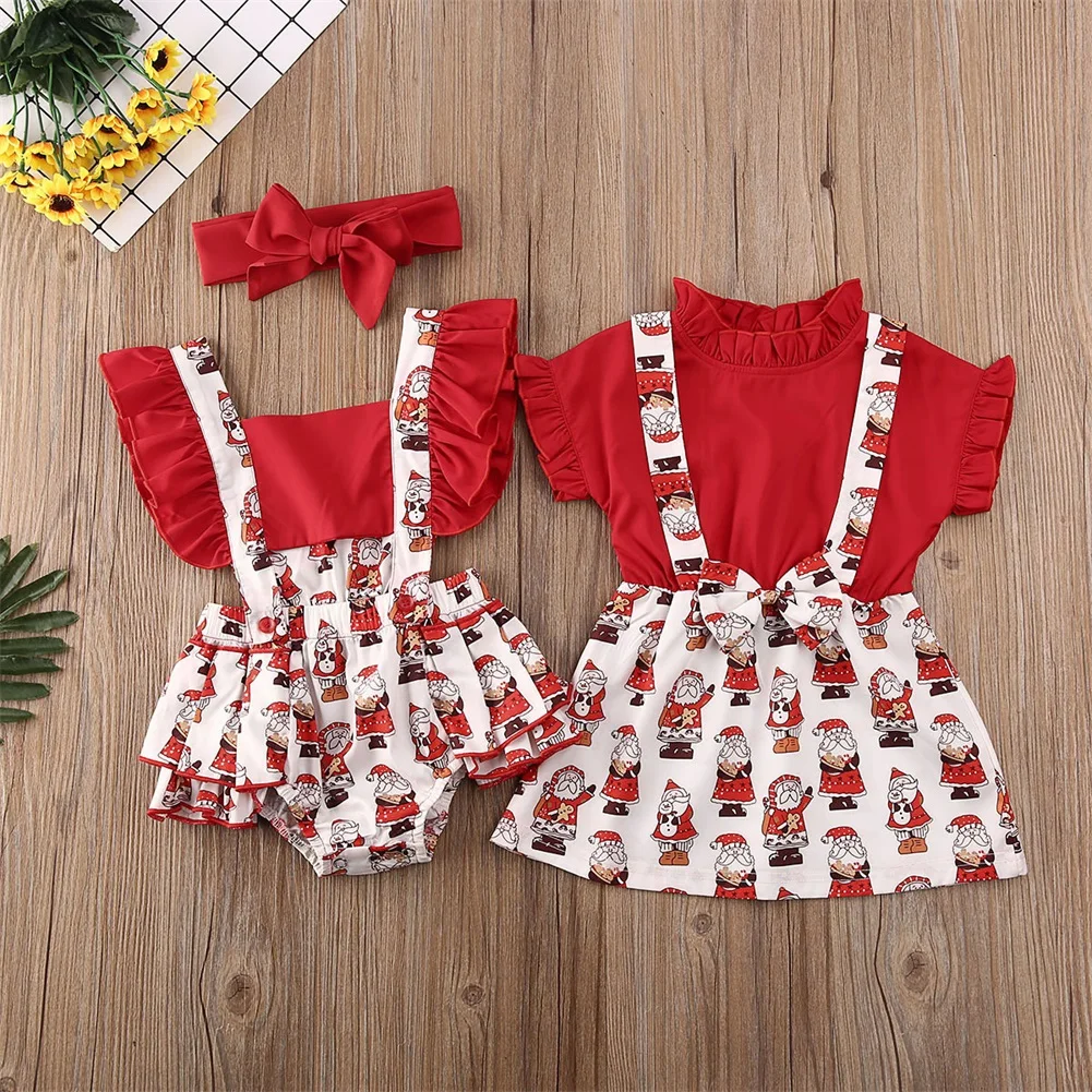 Menglo Brother Sister Matching Christmas Outfits Newborn Baby Boys Girls Romper Red Ruffle Plaid Clothing 1pcs Jumpsuit