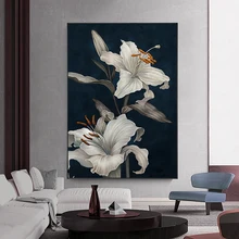 

Nordic Abstract Flowers Wall Art White Floral Posters and Prints Canvas Paintings Modern Living Room Bedroom Decoration Picture