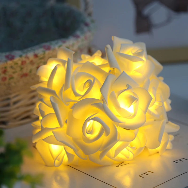 

3M 20LED Rose String Lights Floral Fairy Christmas Garlands Battery Powered Lights For Valentine's Day Wedding Party Decoration