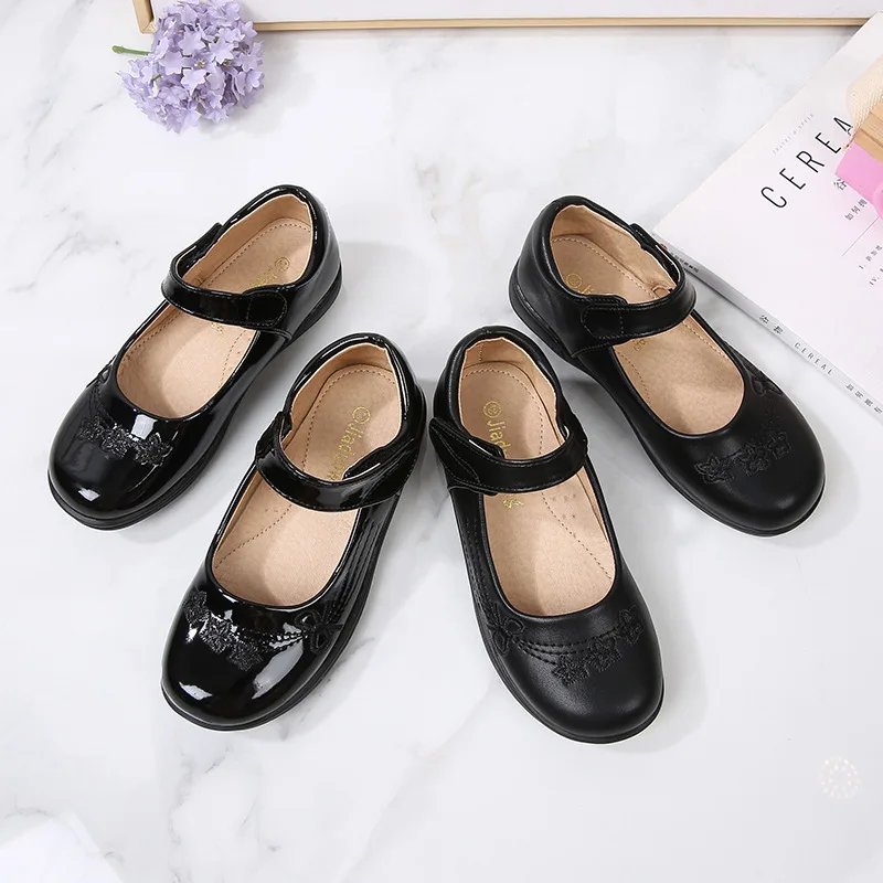 

Spring Autumn Girls Shoes White Black Leather Princess Shoes Solid Color Kids Gilrs Dancing Shoes Matte Leather Shoes