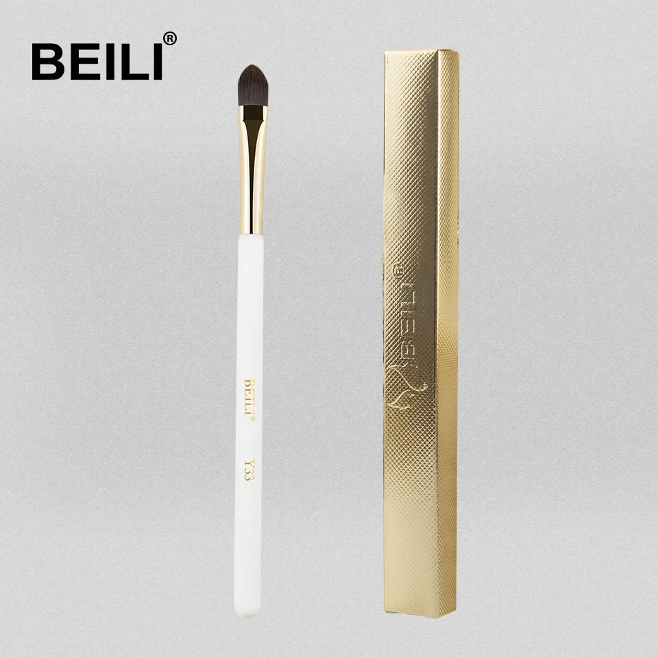 BEILI Y33 роскошный Синтетический волос консилер один макияж кисти жемчужно-белая ручка золотой ободок Новинка