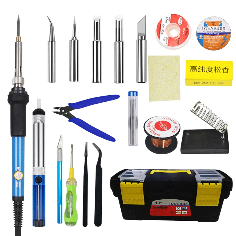 

Electric Soldering Iron Kit Pyrography 60W Adjustable Temperature Thermostat Soldering Iron Welding Solder Tin Repair Tools