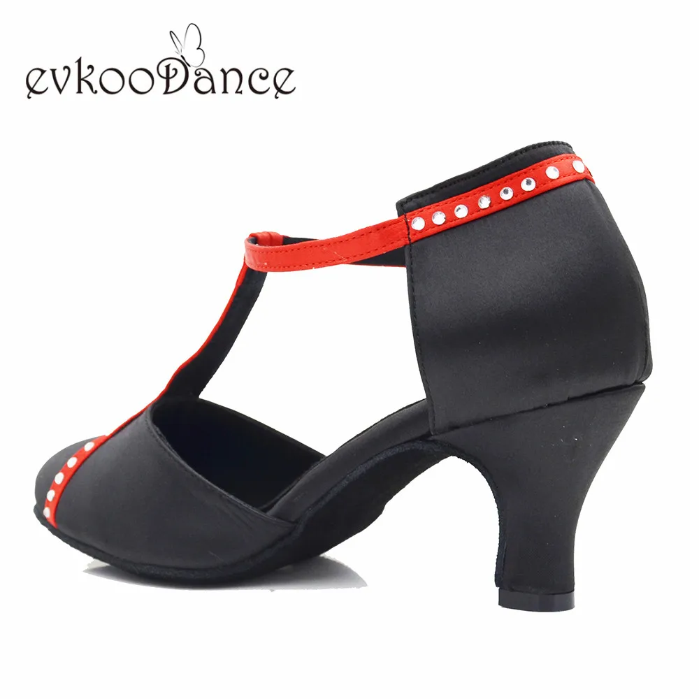 Сатиновые туфли для латинских танцев; высота каблука 6 см; Zapatos De Baile; цвет черный, красный; для женщин; размеры США 4-12; NL326