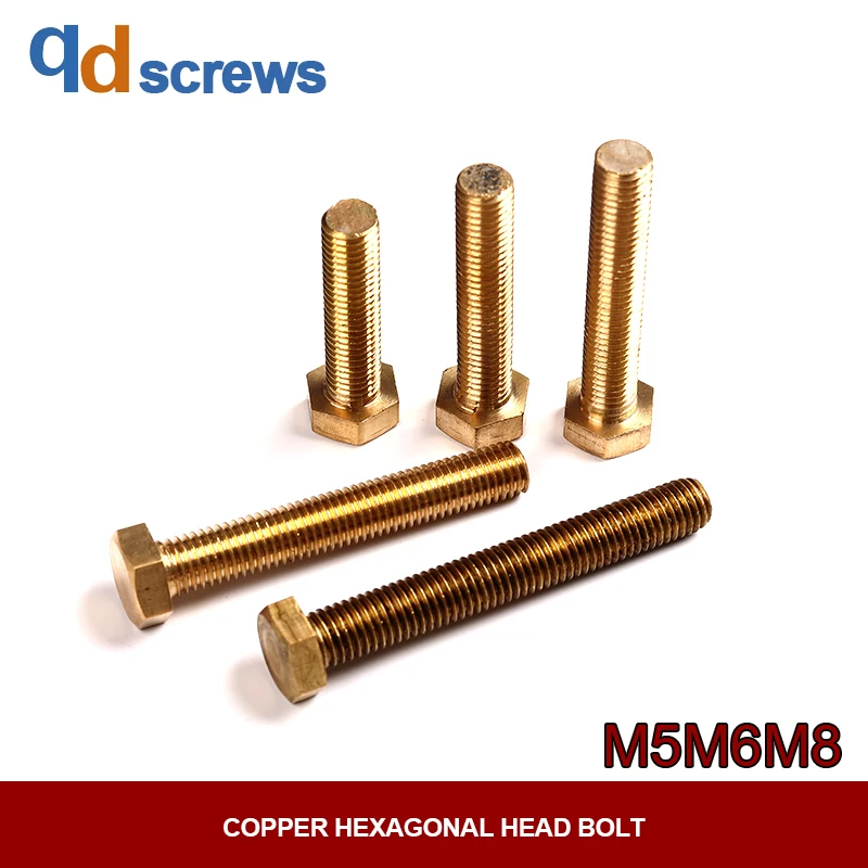 

M5M6M8 Copper outer hexagonal head bolt Hexagonal head conductive screw DIN933