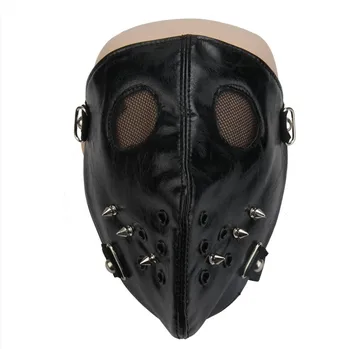 

Riding Mask PU Masks Punk Costume Cycling Running Face mask sports female man rivet Hannibal Jason red black