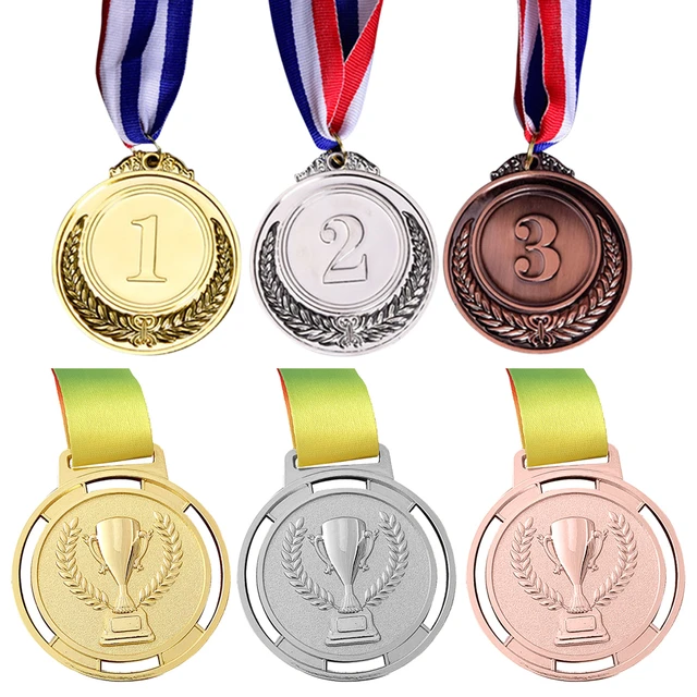 12 medallas oro plata bronce cinta tricolor niños comprar AQUÍ