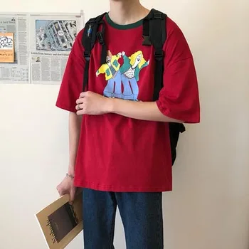 

Large size t-shirt hot drilling embroidery tide Slim short-sleeved men