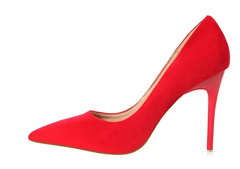 

Spring 2018 new high-heeled shoes suede with the single shoes professional black pointed high heels velvet fine with women's sho