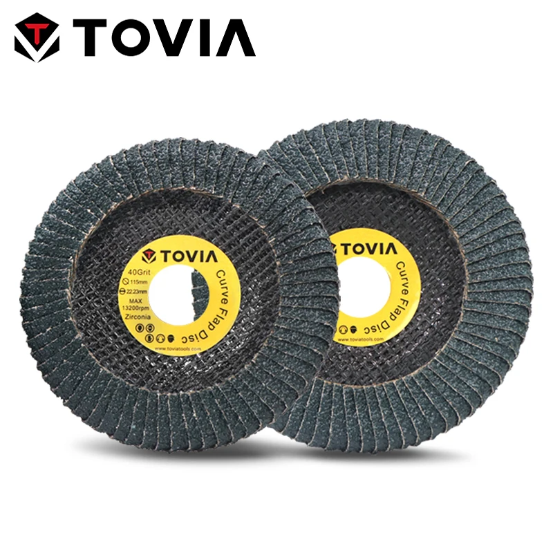 TOVIA 125mm curva disco de solapa Zirconia Radial disco abrasivo 115mm moler polaco de Metal de acero inoxidable solapa disco de lijado 40/60/grano