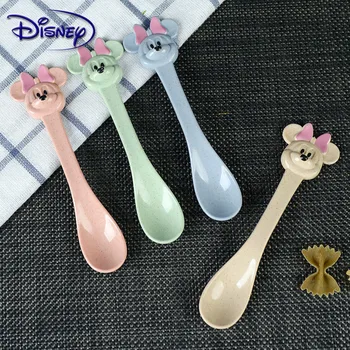 

Disney new children's tableware fork spoon set Mickey / Minnie 3D plastic feeding spoon safety environmental training fork spoon
