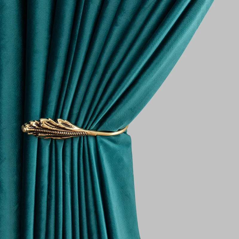 

Blackout Curtains for Living Room Bedroom Soft-fitting Design of Dark Green Glossy Italian Flannelette Stage Curtain