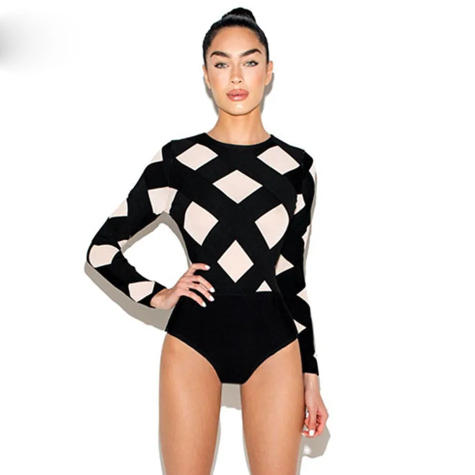 2016-winter-new-S-S-B-lmain-Runway-Fashion-Caged-Mesh-Patchwork-Long-Sleeves-Bandage-Bodysuit (2)