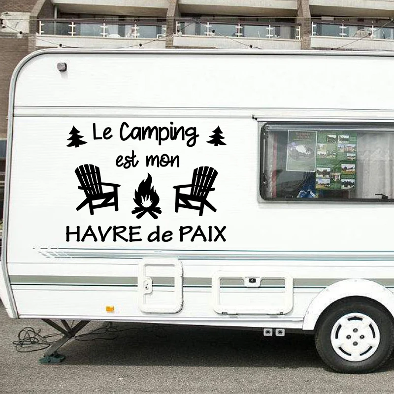 Adesivo In Vinile Francese Le Camping Per Suv Rv Camper Offroad Tree Car Decor Woodland Legname Car Vinyl Art Sticker Decoration