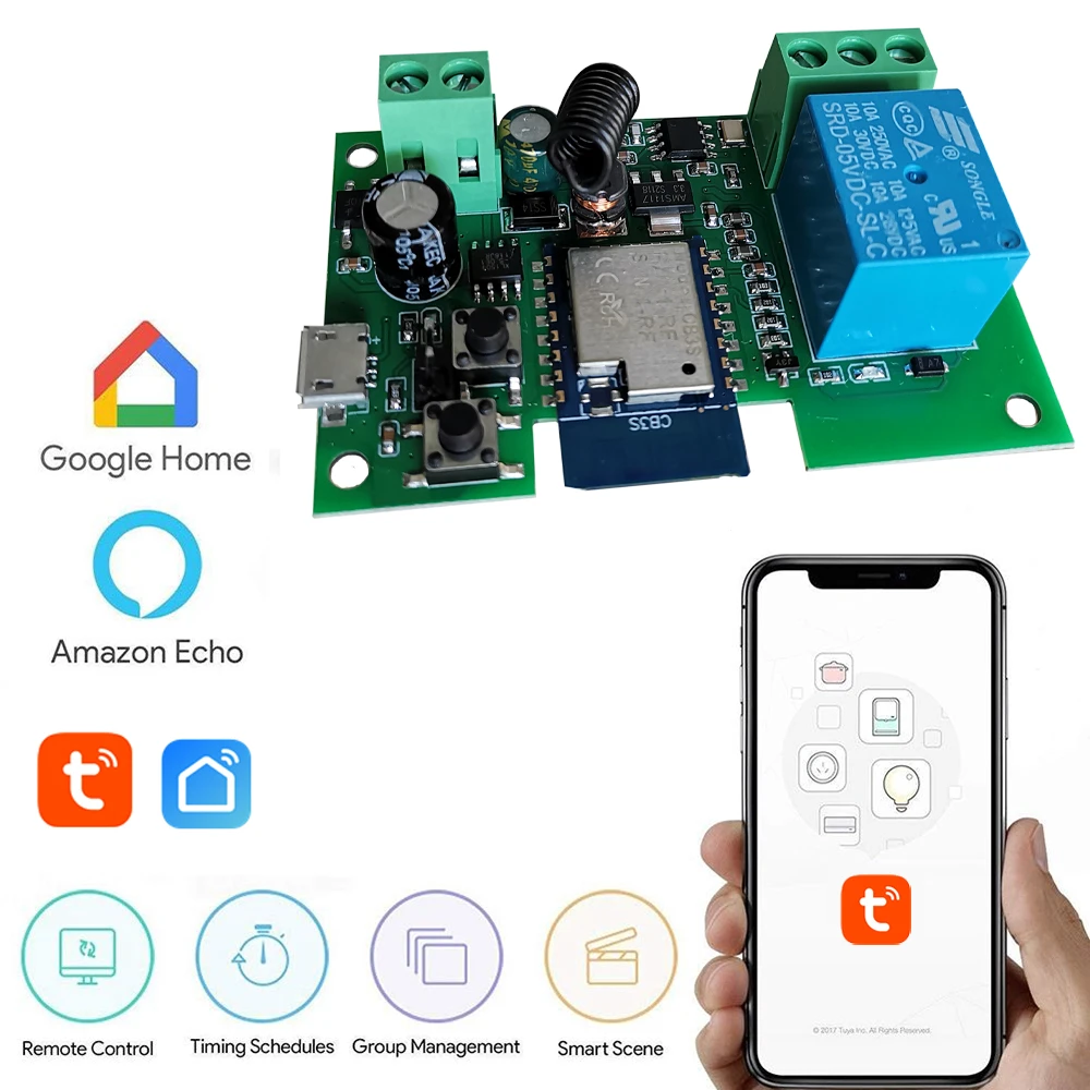 12v Wifi Relay Tuya smart Life App Switch Module Remote-timer Diy Interruptor Self-locking Work With Google Home 2 Way Control