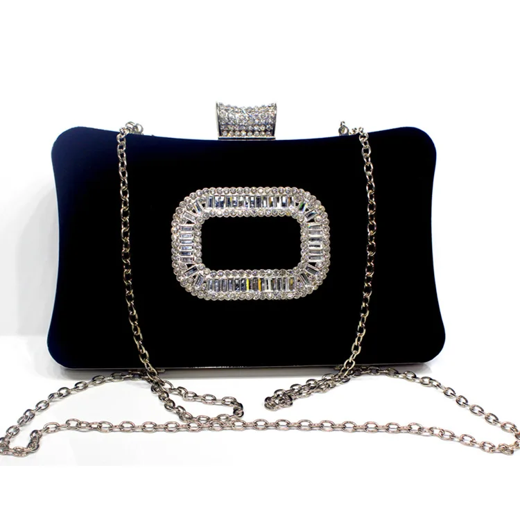 

RV Square Buckle Diamond Evening Bag Velvet Evening Gown Banquet Party Diamond Set Evening Bag WOMEN'S Handbag
