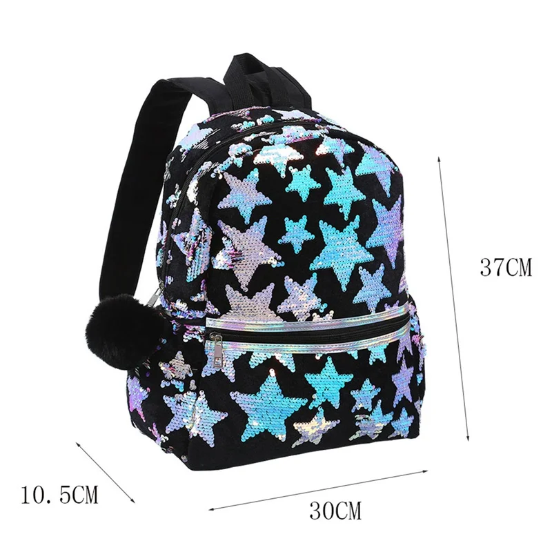 1 шт. черный лазерный Блестящий Звездный рюкзак для девочек, повседневная школьная сумка большой емкости, Спортивная двойная сумка на плечо, рюкзак для ноутбука