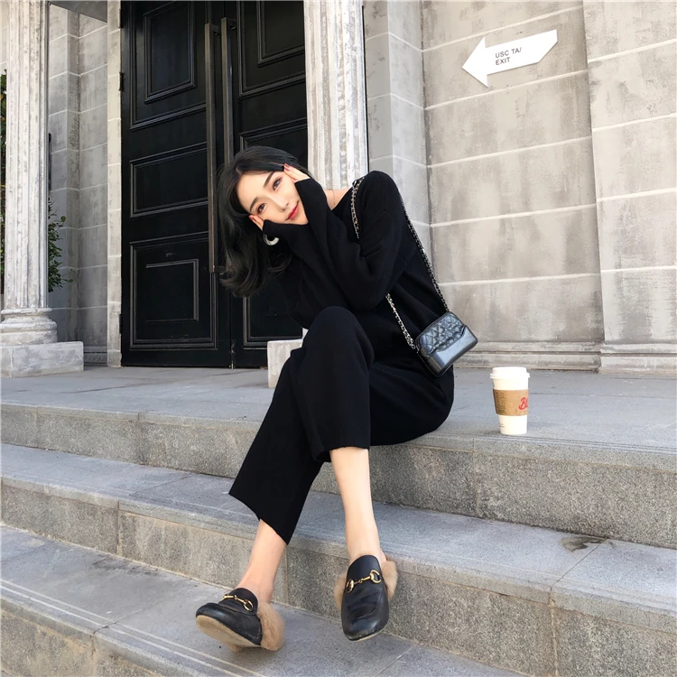 Women Outfits Cashmere Sweater Two Piece Sets Tracksuit Autumn Winter Fashion Sweatsuits Sport Suit Female Knit Pant Set