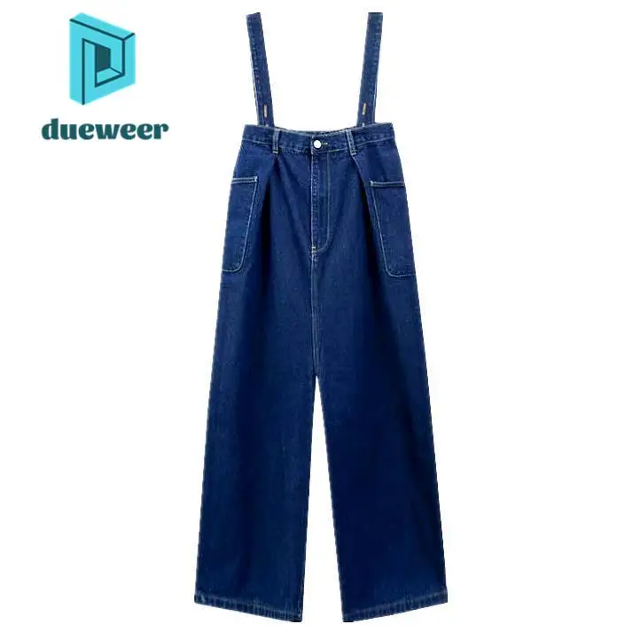 

DUEWEER Denim Jumpsuit Women Romper Overalls Onesie Suspender Wide Leg Pants Playsuit Streetwear 2022 Women Clothing Outfit