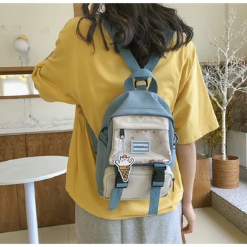 

Korean Style Small Canvas Girl Mini Backpack For Women Waterproof Fashion Travel Backpack School Bag Tote For Tennage Bow Bag