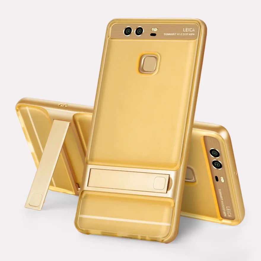 Crystal Gold Абсолютно гибридный 3D чехол-подставка для huawei P9, силиконовый чехол, TPU+ PC Royce 360, полная защитная задняя крышка huawei P9, чехол, броня - Цвет: Crystal Gold