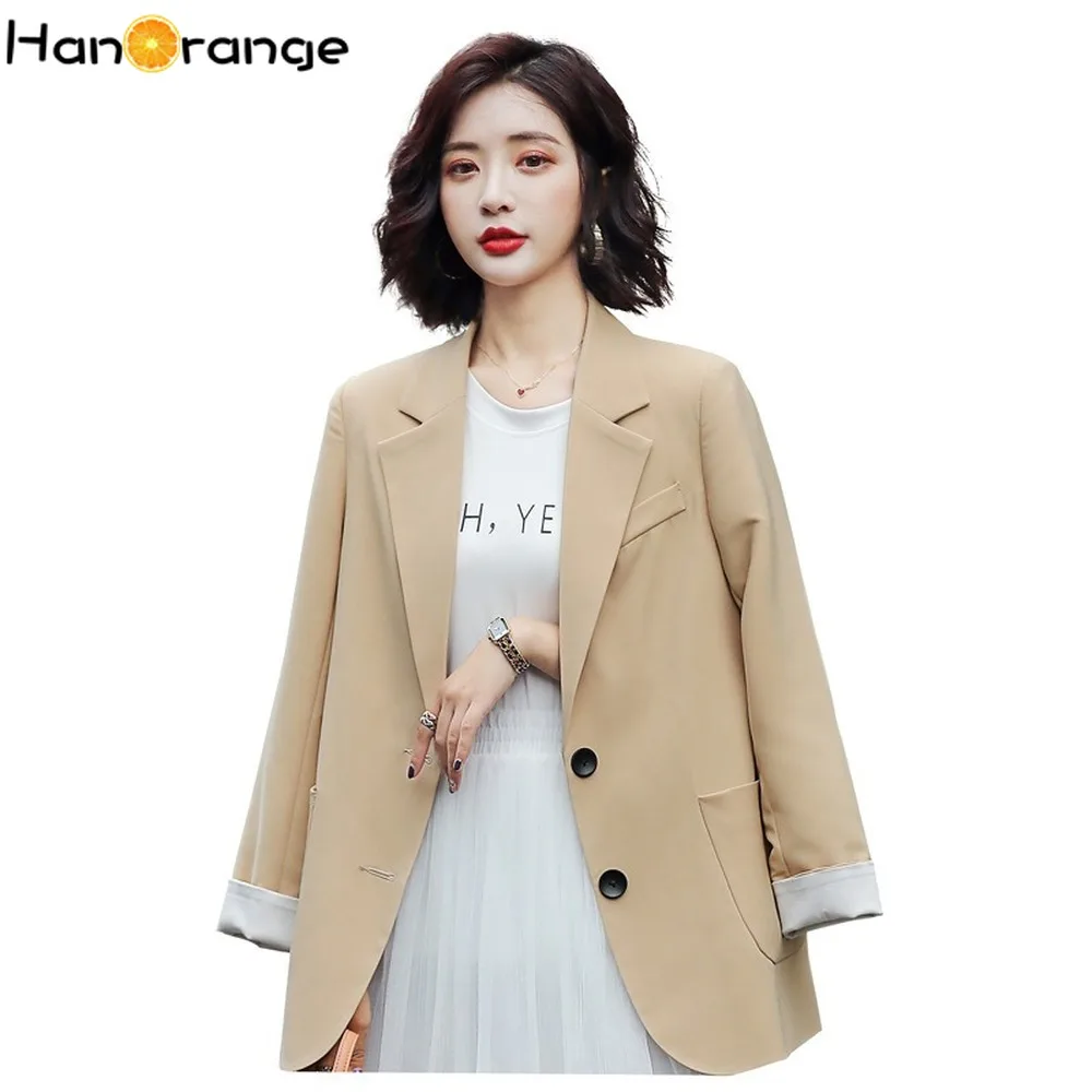 

2019 Spring Autumn Suit Jacket Leisure Loose Retro Chic Women Long Blazer Jacket