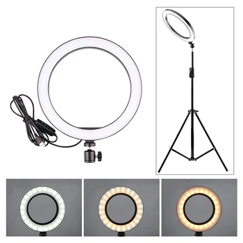 

5/12W LED Selfie Ring Light Studio Photography Photo Lights Fill Light Tripod for Mobile Phone Live Makeup 160MM/260MM Optional