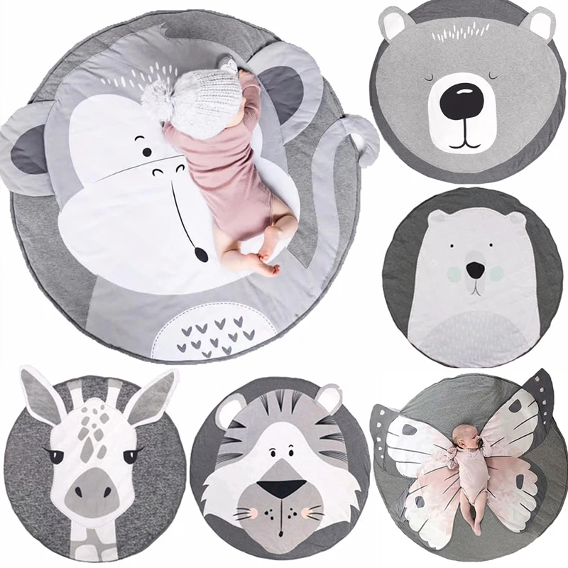 

90CM Baby Play Mats Carpet for Kids Room Koala Rabbit Animal Soft Cotton Crawling Mats Round Floor Rug Playmats for Baby Gym Mat