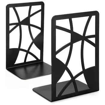 

Black Metal Bookends for Shelves Non Skid Bookend Heavy Duty Decorative Bookends for Book End Shelf Holder for Kids