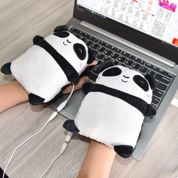

Hand Warmer USB Electric Heated Gloves Cute Panda Shape Fingerless Warm Winter Laptop Gloves Heating Hands Warmer Christmas Gift