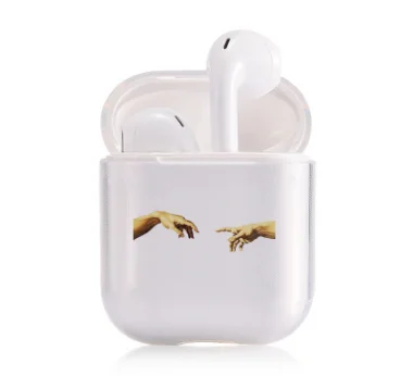 Силиконовый чехол Airpods, черный художественный Прозрачный чехол для прозрачных AirPods 1/2, силиконовый защитный чехол, беспроводной чехол для наушников